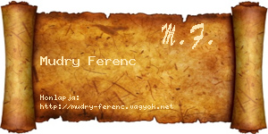 Mudry Ferenc névjegykártya